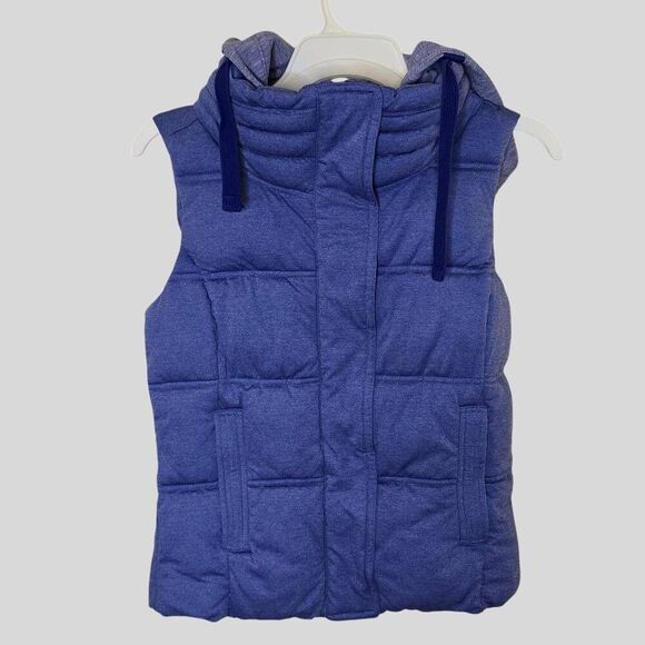 Athleta Hooded Puffer Vest Women’s Size Small Purple Lightweight Warm Zip Jacket - Picture 1 of 16